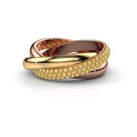 Image de Bague trinity 2<br/>585 or rose<br/>Saphir jaune 1 mm