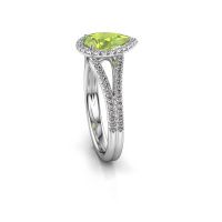 Afbeelding van Verlovingsring verla pear 2<br/>585 witgoud<br/>Peridoot 8x6 mm