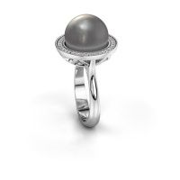 Image de Bague Grisel<br/>585 or blanc<br/>Perle grise 12 mm
