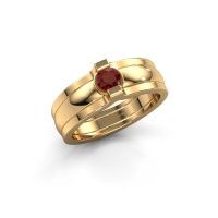 Afbeelding van Ring Jade<br/>585 goud<br/>Granaat 4 mm