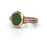 Image of Signet ring brenda 1<br/>585 rose gold<br/>green enamel 10x8 mm