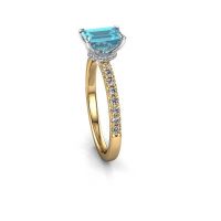 Afbeelding van Verlovingsring Crystal EME 4 585 goud blauw topaas 7x5 mm
