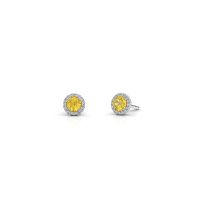 Image of Earrings seline rnd<br/>585 white gold<br/>Yellow sapphire 4 mm