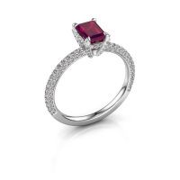 Image of Engagement ring saskia eme 2<br/>585 white gold<br/>Rhodolite 6.5x4.5 mm