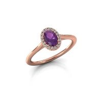 Image of Engagement ring seline ovl 1<br/>585 rose gold<br/>Amethyst 6x4 mm