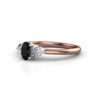 Afbeelding van Verlovingsring Chanou OVL 585 rosé goud zwarte diamant 1.02 crt