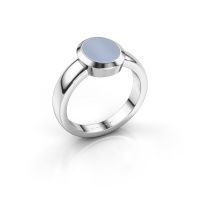 Afbeelding van Pinkring Oscar 1<br/>585 witgoud<br/>Licht blauwe lagensteen 10x8 mm