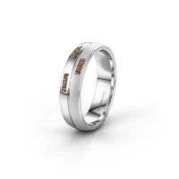Afbeelding van Trouwring WH0206L25APM<br/>585 witgoud ±5x1.7 mm<br/>Bruine diamant