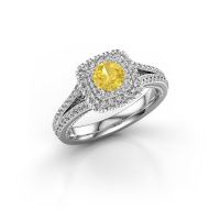 Afbeelding van Verlovingsring Annette<br/>585 witgoud<br/>Gele saffier 5 mm