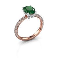 Image of Engagement ring saskia 2 ovl<br/>585 rose gold<br/>Emerald 9x7 mm