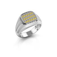 Afbeelding van Pinkring Robbert<br/>585 witgoud<br/>Gele saffier 1.4 mm