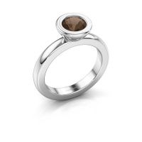 Image of Stacking ring Eloise Round 950 platinum smokey quartz 6 mm