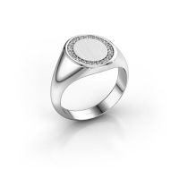 Image of Men's ring floris oval 3<br/>585 white gold<br/>Lab-grown diamond 0.203 crt