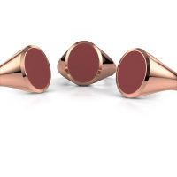 Afbeelding van Zegelring Herman 4<br/>585 rosé goud<br/>rode emaille 15x12 mm