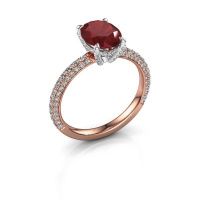 Image of Engagement ring saskia 2 ovl<br/>585 rose gold<br/>Ruby 9x7 mm