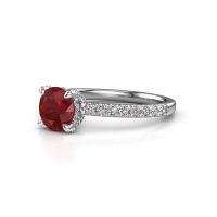 Image of Engagement ring saskia rnd 1<br/>585 white gold<br/>Ruby 6.5 mm