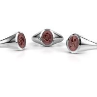 Afbeelding van Pinkring Herman 1<br/>950 platina<br/>Carneool 10x8 mm