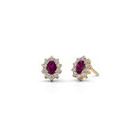 Afbeelding van Oorbellen Leesa<br/>585 goud<br/>Rhodoliet 6x4 mm