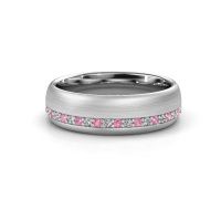 Afbeelding van Trouwring WH0303L36BMP 950 platina roze saffier ±6x2 mm