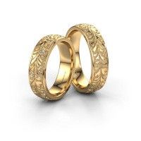 Image of Wedding rings set WH2074LM26D ±6x2.4 mm 14 Carat gold diamond 0.008 crt