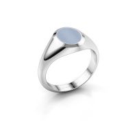 Afbeelding van Pinkring Herman 1<br/>950 platina<br/>Licht blauwe lagensteen 10x8 mm