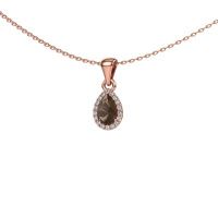 Image of Necklace Seline per 585 rose gold smokey quartz 6x4 mm