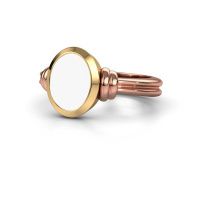 Afbeelding van Zegelring brenda 1<br/>585 rosé goud<br/>witte emaille 10x8 mm