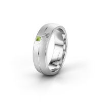 Afbeelding van Trouwring WH0250L26BM 585 witgoud peridoot ±6x2 mm