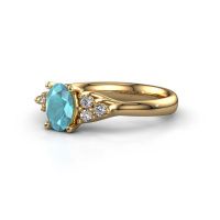 Afbeelding van Verlovingsring Monika OVL<br/>585 goud<br/>Blauw topaas 7x5 mm