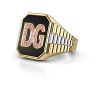 Afbeelding van Rolex Stijl Ring Stephan 3<br/>585 goud<br/>Roze saffier 1 mm