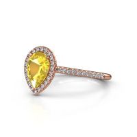 Image of Engagement ring seline per 2<br/>585 rose gold<br/>Yellow sapphire 8x6 mm
