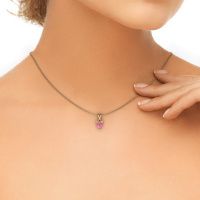 Image of Necklace Cornelia Pear 585 gold pink sapphire 7x5 mm