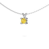 Image of Pendant Fleur 950 platinum yellow sapphire 5 mm
