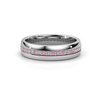 Image of Wedding ring WH0203L25BPM<br/>950 platinum ±5x2 mm<br/>Pink sapphire 1.3 mm