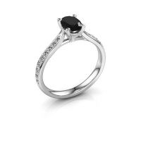 Afbeelding van Verlovingsring Mignon ovl 2 925 zilver zwarte diamant 0.96 crt