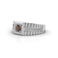 Image of Men's ring maikel<br/>950 platinum<br/>Smokey quartz 4.2 mm