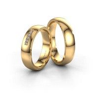 Image of Wedding rings set WH0111LM25BP ±5x2 mm 14 Carat rose gold diamond 0.02 crt