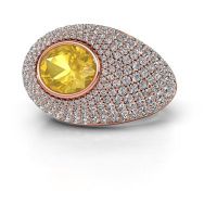 Afbeelding van Ring Armida<br/>585 rosé goud<br/>Gele saffier 9x7 mm