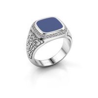 Image of Men's ring Jesse 3 585 white gold blue enamel 10x10 mm