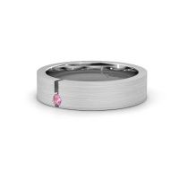 Afbeelding van Trouwring WH0120L15BM 925 zilver roze saffier ±5x2 mm