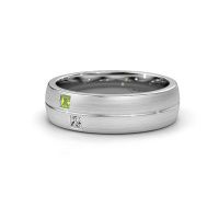 Afbeelding van Trouwring WH0250L26BM 585 witgoud peridoot ±6x2 mm