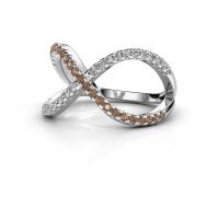 Afbeelding van Ring Alycia 2 950 platina bruine diamant 0.45 crt