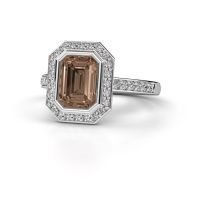 Afbeelding van Verlovingsring Noud 2 EME<br/>585 witgoud<br/>bruine diamant 2.104 crt
