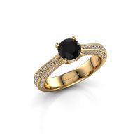 Image of Engagement ring Ruby rnd 585 gold black diamond 0.84 crt