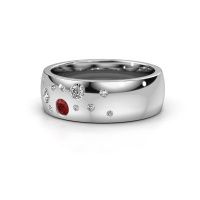 Image of Wedding ring WH0141L26BP<br/>585 white gold ±7x2 mm<br/>Ruby
