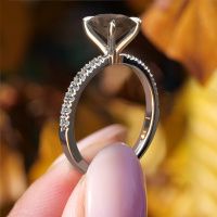 Image of Engagement Ring Crystal Ovl 2<br/>950 platinum<br/>Smokey quartz 9x7 mm