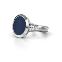 Afbeelding van Zegelring Jake 2<br/>950 platina<br/>Donker blauw lagensteen 12x10 mm