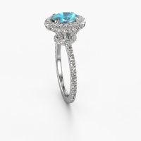 Image of Engagement ring Talitha OVL 950 platinum blue topaz 7x5 mm
