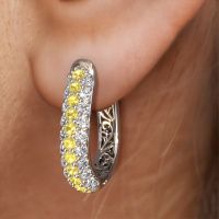Image of Hoop earrings Danika 10.5 A 950 platinum yellow sapphire 1.7 mm