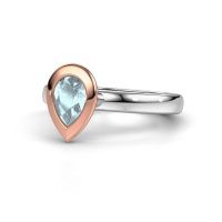 Image of Stacking ring Trudy Pear 585 white gold aquamarine 7x5 mm